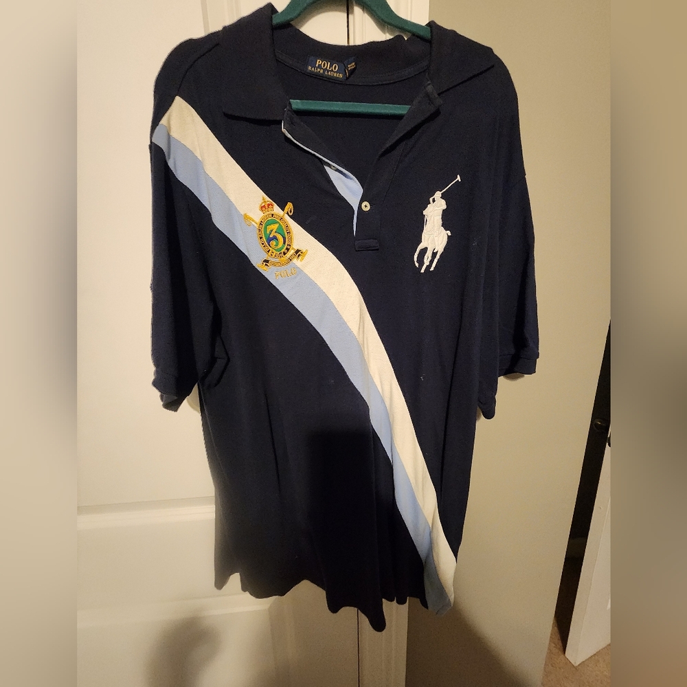 Ralph Lauren Blue Polo with Big Pony And Crest Size LT